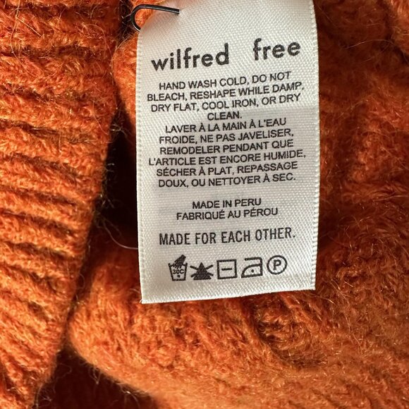 Wilfred Free Sweater Womens XS Orange Cable Knit Mock Neck Cropped Alpaca Wool - Picture 5 of 7